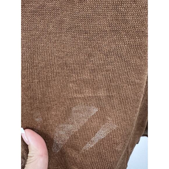 Burberry London Women Brown Flax Linen Knit Pullover Sweater Sz M Flawed Preppy - Picture 9 of 16
